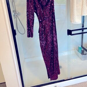Glamorous Purple Asymmetrical Dress with Sparkle